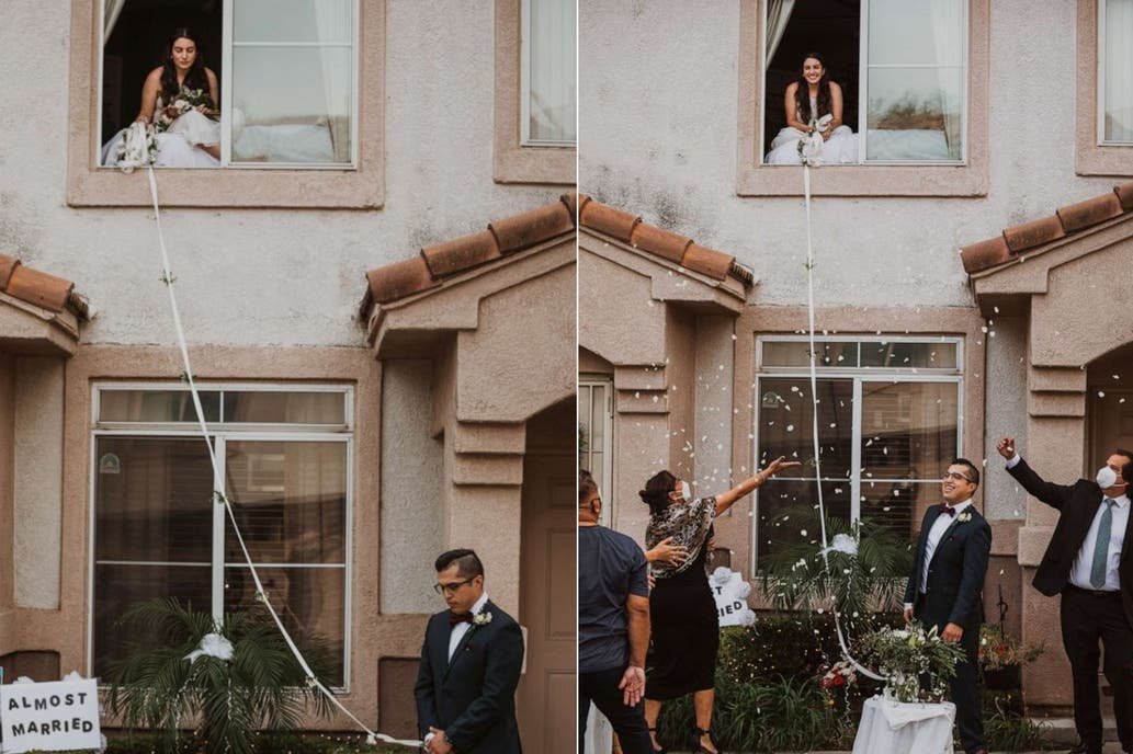 Como "Romeo y Julieta": los novios no dudaron y organizaron una ceremonia de casamiento con distanciamiento social Crédito: Jesscaste Photography