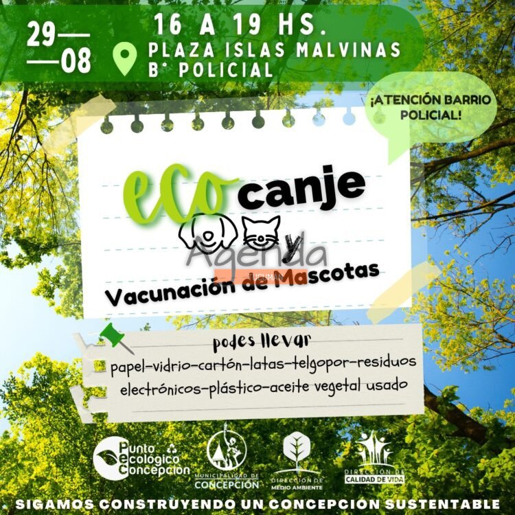 Este jueves, jornada de Eco Canje y vacunación de mascotas en Concepción
