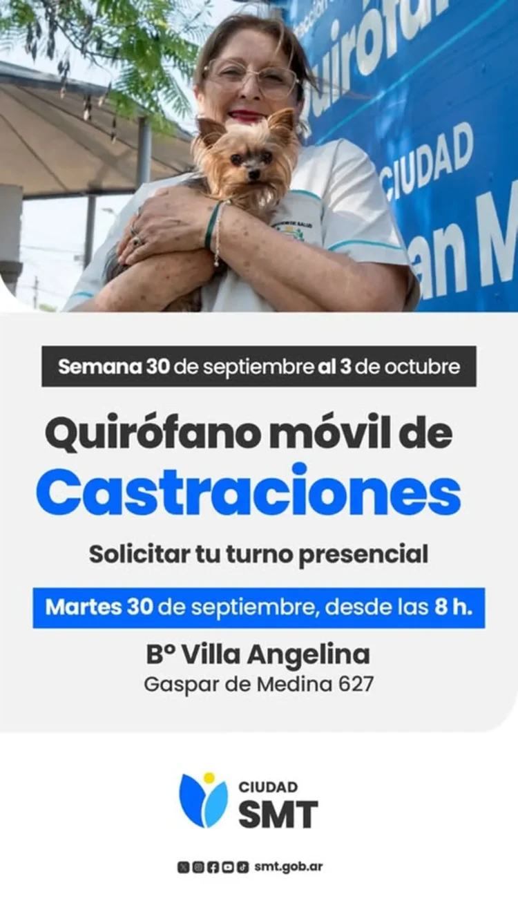 30 de septiembre al 3 de octubre: Operativo de Castración de Mascotas
